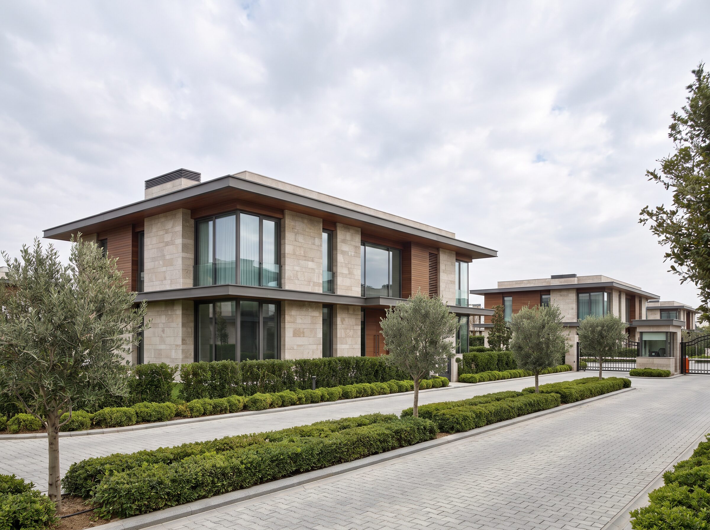Site içi villa ön cephe görünümü