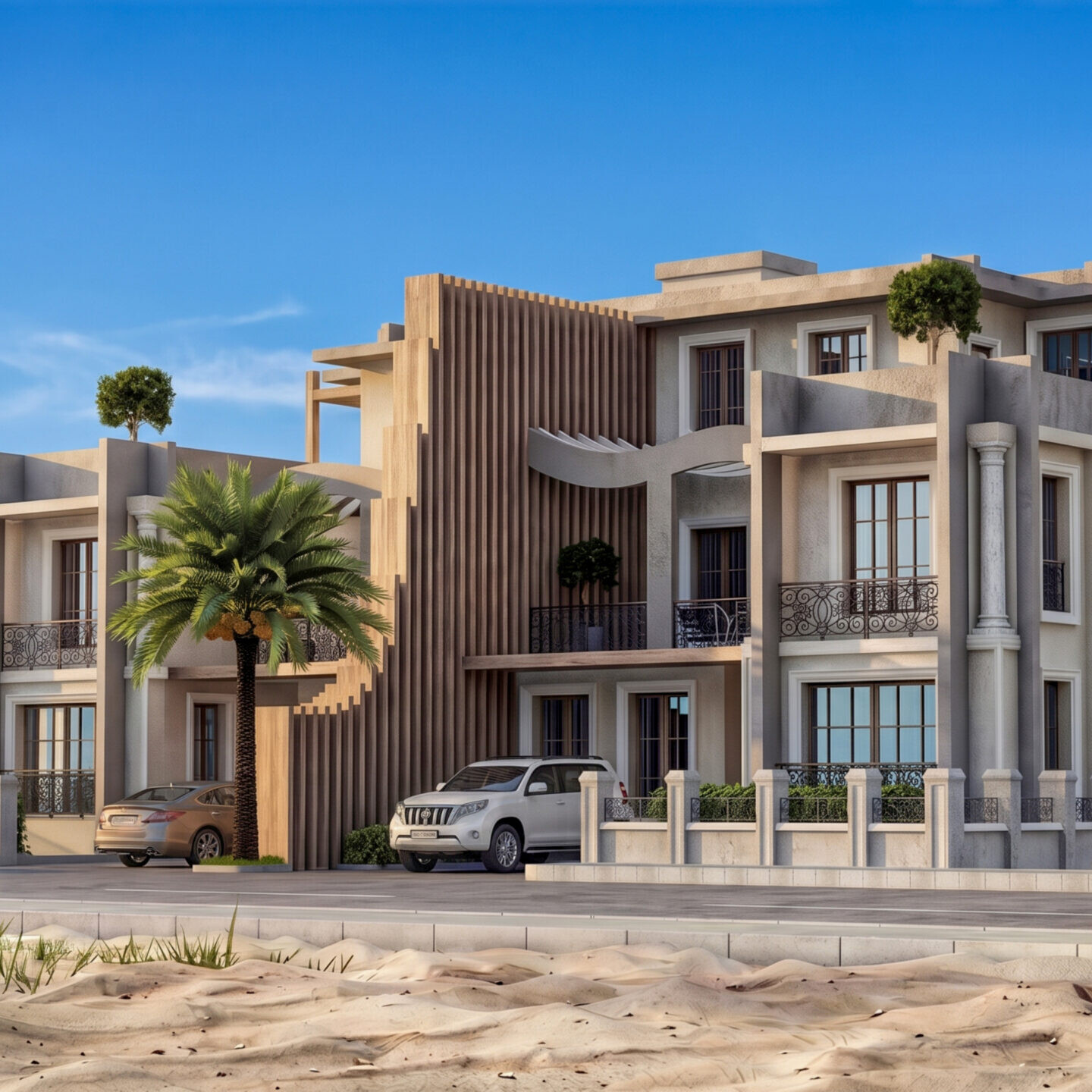 Mass City Erbil villa projesi kuş bakışı dış cephe görünümü - EÖÇ Mimarlık