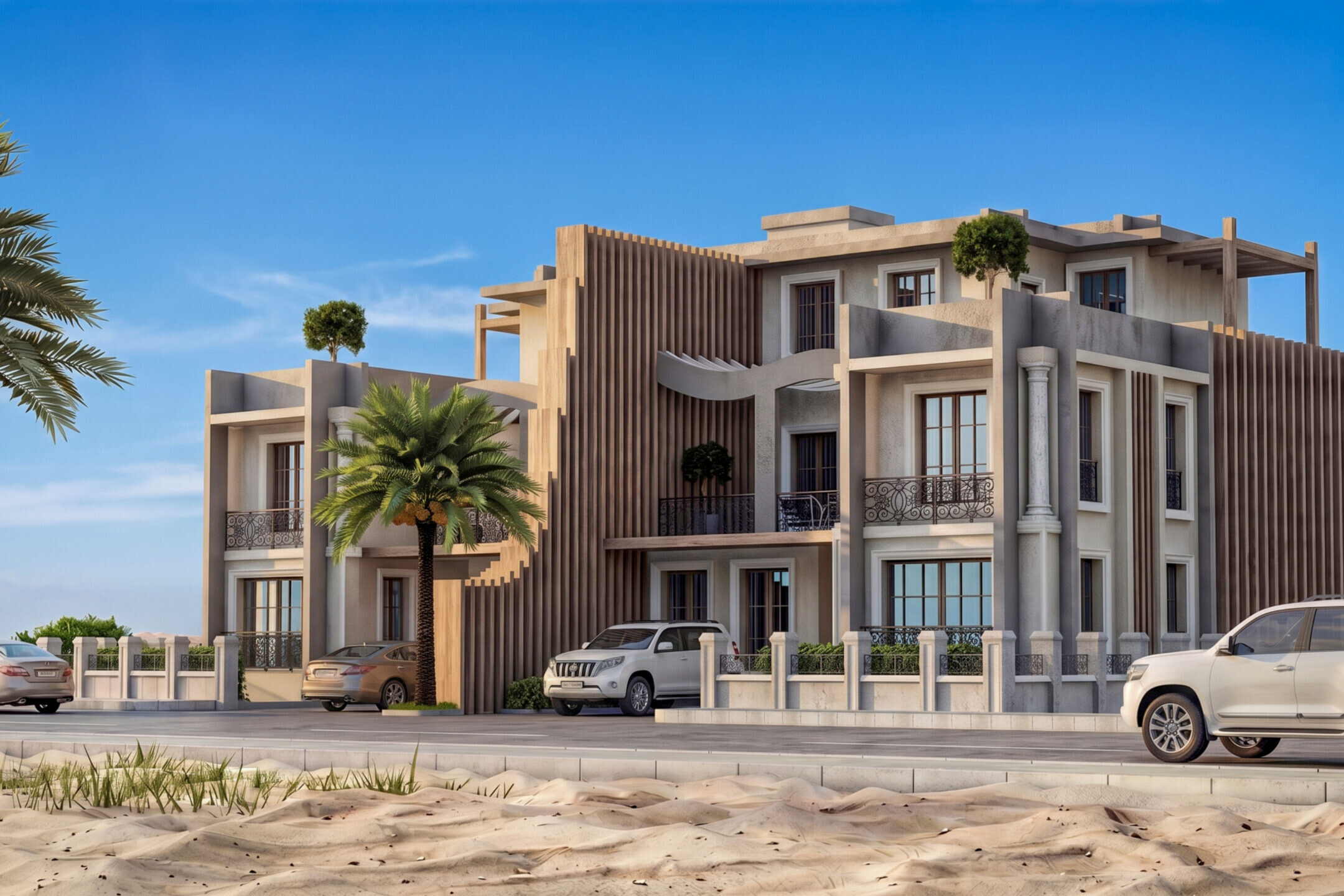 Mass City Erbil villa projesi kuş bakışı dış cephe görünümü - EÖÇ Mimarlık