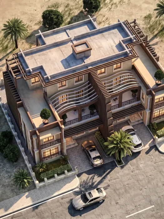 Mass City Erbil villa projesi kuş bakışı dış cephe ve peyzaj görünümü - EÖÇ Mimarlık