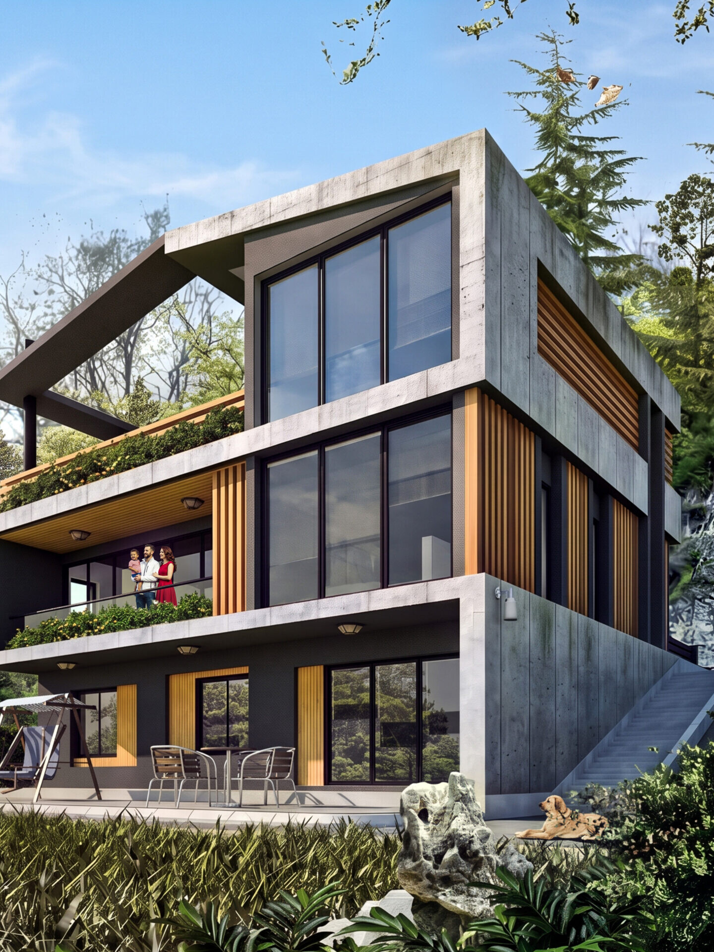 Villa Vogue Trabzon villa projesi açık mutfak iç mekân görünümü - EÖÇ Mimarlık