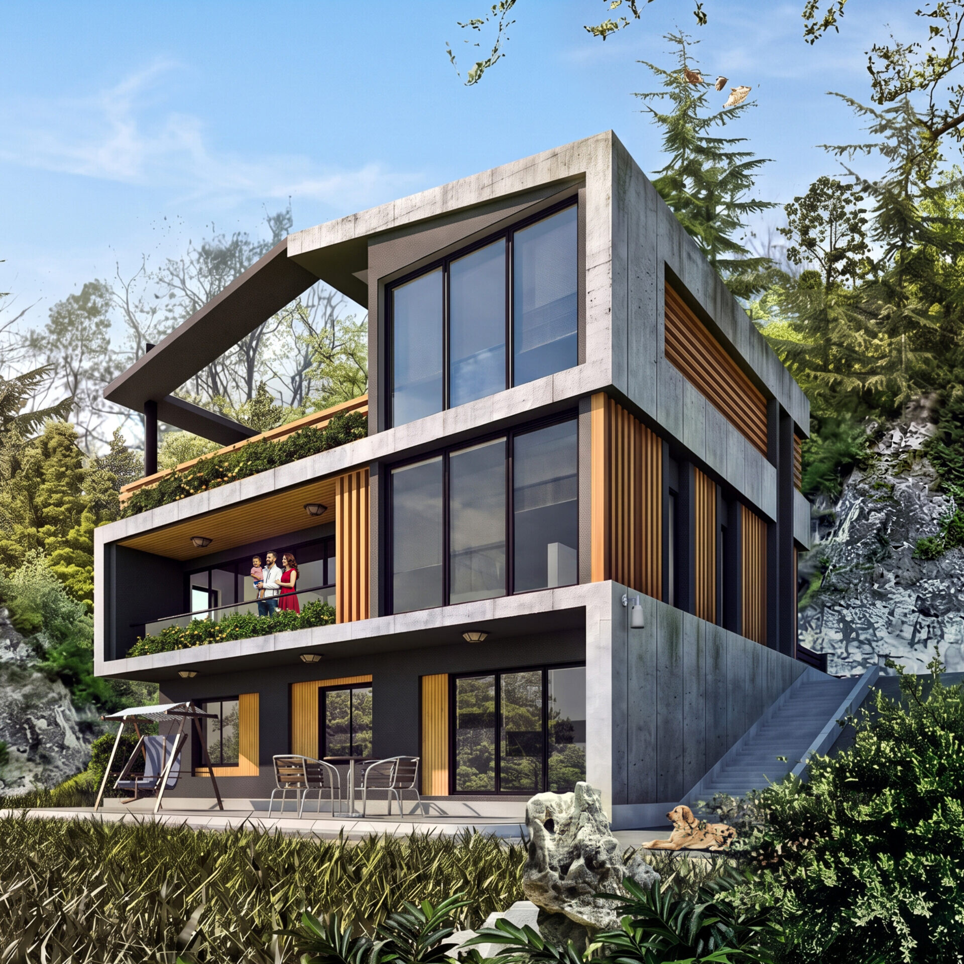 Villa Vogue Trabzon villa projesi açık mutfak iç mekân görünümü - EÖÇ Mimarlık
