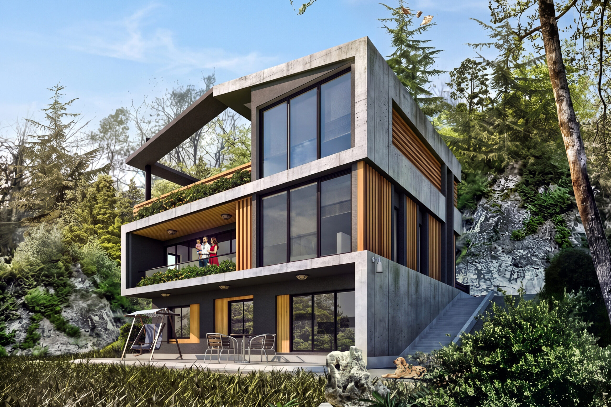 Villa Vogue Trabzon villa projesi açık mutfak iç mekân görünümü - EÖÇ Mimarlık