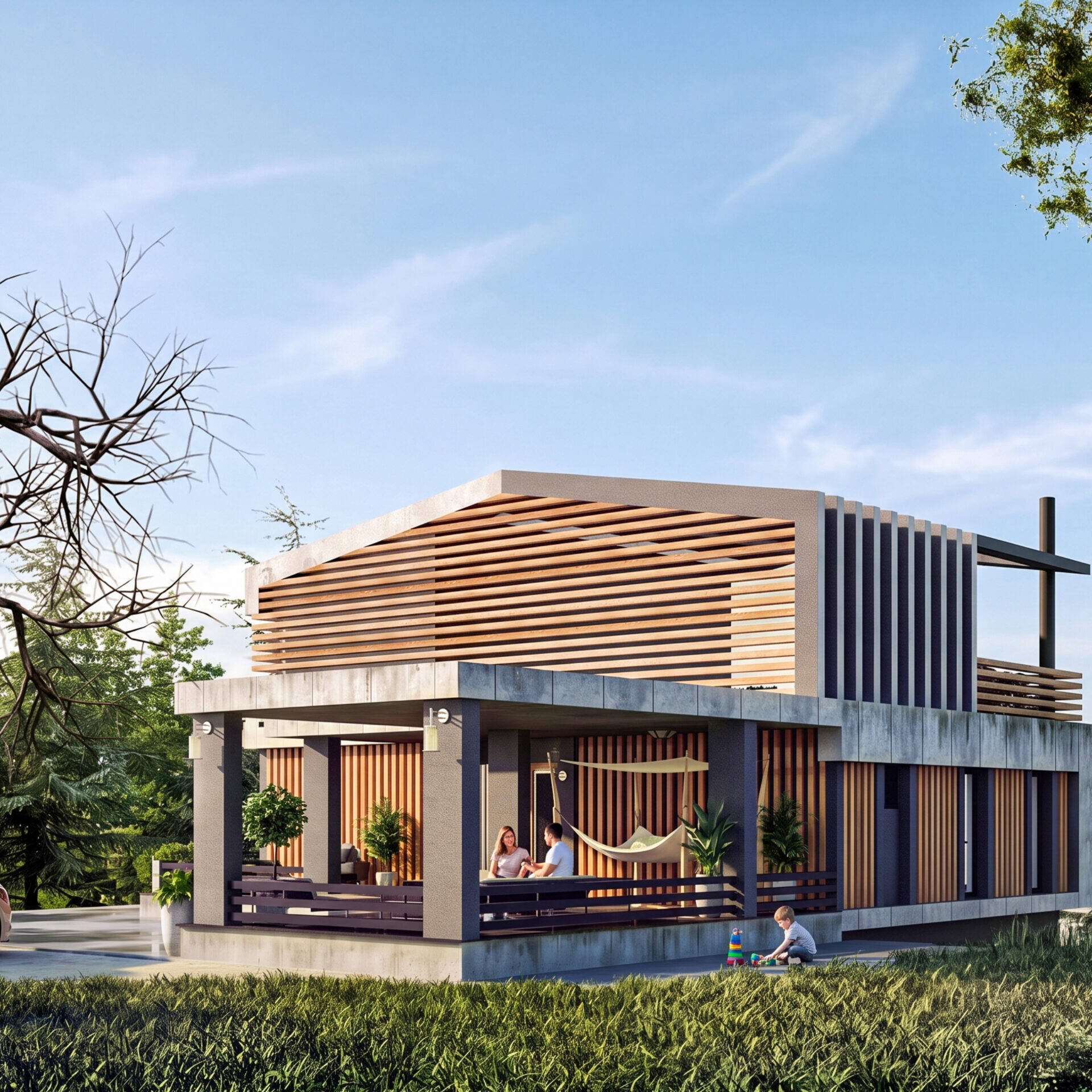 Villa Vogue Trabzon villa projesi dış cephe render görseli - EÖÇ Mimarlık